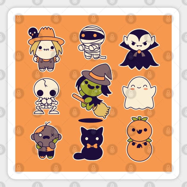 Kawaii Halloween Spookies Magnet by Kappacino Creations